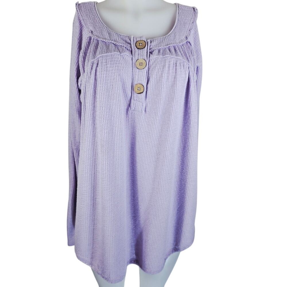 We The Free Free People Thermal Exposed Hem Lavendar Long Sleeve Women's Top L
